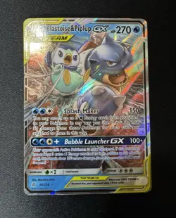 2019 Pokemon Sun & Moon Blastoise Piplup GX Cosmic Eclipse 38/236 NM - Image 2