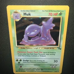 1999 Pokemon TCG Muk Fossil Holo Card 13/62 Unlimited Rare, NM Condition - Image 1