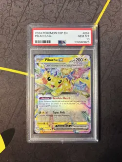 PSA 10 Pikachu ex 057/191 Ultra Rare Surging Sparks SSP Pokemon Card - Image 1