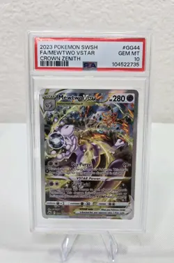 PSA 10 Mewtwo VStar GG44/GG70 Crown Zenith Alternate Art Pokemon Card FA 2023 - Image 1