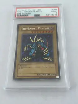PSA 9 Yugioh Unlimited Secret Rare Tri-Horned Dragon LOB-000 MINT Condition!! - Image 1