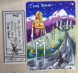 MTG Time Walk Regular Mtg Card Back Sketch Art Amy WEBER Magic - Image 1