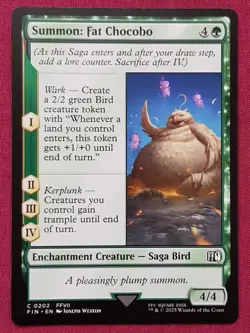 Magic The Gathering FINAL FANTASY SUMMON FAT CHOCOBO green card MTG - Image 1