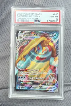 2020 Pokemon Champion's Path Drednaw VMAX PSA 10 Full Art #015 Gem Mint - Image 1