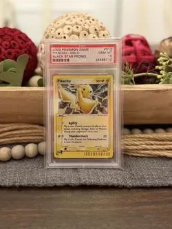 2003 Pokemon PIKACHU #012 Black Star Promo Nintendo EX Series Cosmos Holo PSA 10 - Image 1