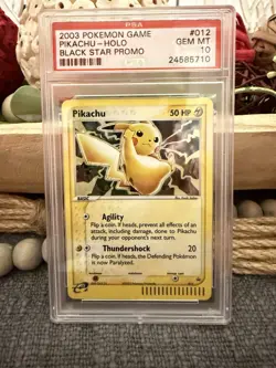 2003 Pokemon PIKACHU #012 Black Star Promo Nintendo EX Series Cosmos Holo PSA 10 - Image 2