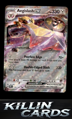 Aegislash ex 135/182 Pokemon Double Rare SV04: Paradox Rift Card NM - Image 1