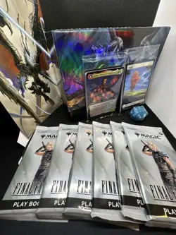 MTG Final Fantasy Gift Bundle W/ 6 Sealed Booster Packs, Land & Promo W/Dice - Image 1