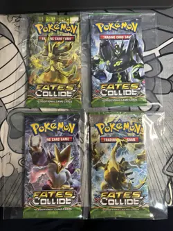 4x Pokemon XY Fates Collide Booster Packs Complete Art Set Sealed Brand New - Image 1