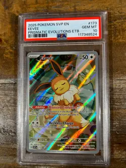 POKEMON 2025 Prismatic Evolutions ETB EEVEE Full Art SVP En #173 PSA 10 Gem Mint - Image 1