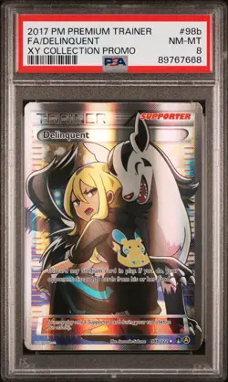2017 POKEMON PREM TRAINER XY COLL PROMO #98B FULL ART/DELINQUENT PSA 8 - Image 1