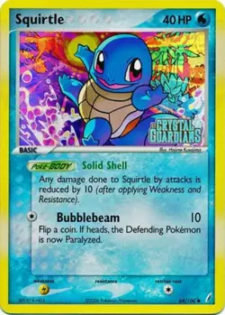 1x Squirtle - 64/100 - Common - Reverse Holo Heavily Played Pokemon EX - Crystal - Image 1