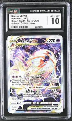 Pokemon English Deoxys VSTAR GG46/GG70 2023 Crown Zenith GG CGC 10 Gem Mint - Image 1