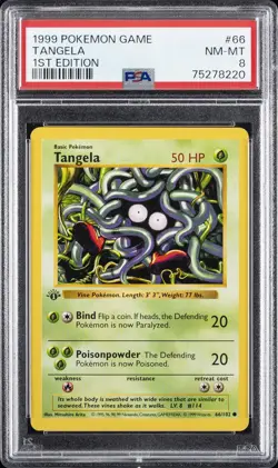 1999 POKEMON BASE SET 1ST EDITION #66 TANGELA PSA 8 - Image 1