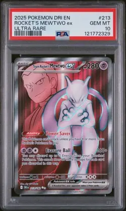 Team Rocket's Mewtwo Ex #213 Ultra Rare PSA 10 GEM MT Pokemon TCG SV: DRI - Image 1