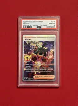 2024 Pokemon TWM En Kieran Special Illustration Rare 218/167 PSA 8 NM-MT - Image 1