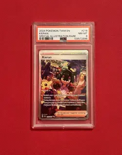2024 Pokemon TWM En Kieran Special Illustration Rare 218/167 PSA 8 NM-MT - Image 2