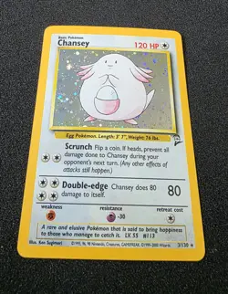 Chansey 3/130 Holo WOTC Pokemon TCG Card Base Set 2 Rare 2000 Vintage Original - Image 1