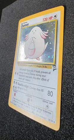 Chansey 3/130 Holo WOTC Pokemon TCG Card Base Set 2 Rare 2000 Vintage Original - Image 3