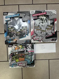 Pokemon Black Bolt and White Flare Binder Collection Bundle Set of 2 + Poster - Image 1