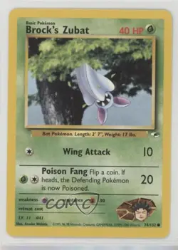 Brock's Zubat 1st Ed. Pokemon Gym Heroes #74 2000 0jf5 - Image 1
