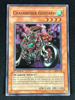 YUGIOH CHAOSRIDER GUSTAPH IOC-018 1ST 1ST SUPER (LP) - Image 1