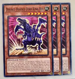 Yugioh! 3x Double-Headed Dino King Rex DUNE-EN007 Common 1st Ed NM - Image 1