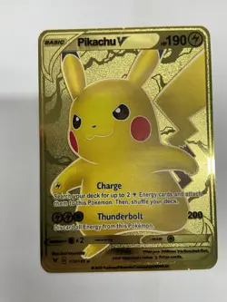Pikachu V HP190 Gold Metal Pokemon Card-Collectible Gift Display！lovely‌ - Image 3