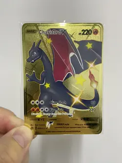 Gold Metal Charizard V HP220 Gold Metal Pokemon Card-Collectible Gift Display！ - Image 1