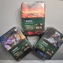Magic The Gather Lord Of The Rings Tin Set Of 3 Lotr Mtg Ring Gandalf Galadriel - Image 1