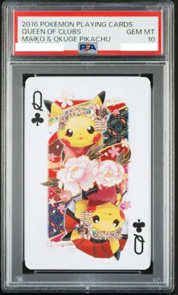 PSA 10 Queen of Clubs Maiko & Okuge Pikachu Pokemon Playing Cards 2016 Japan - Image 1