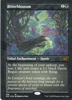 MTG: Double Masters 2022: Foil Etched Bitterblossom: Lightly Played Condition - Image 1