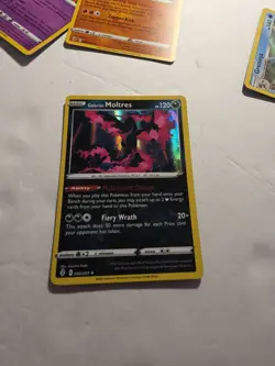 Galarian Moltres Holo Rare Card 93/203 Evolving Skies Pokemon TCG Dot On Corner - Image 1