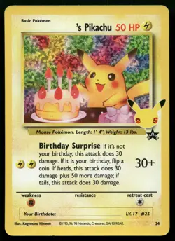 Birthday Pikachu 24 Celebrations Classic Collection 25th Promo POKEMON - Image 1