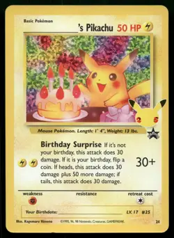 Birthday Pikachu 24 Celebrations Classic Collection 25th Promo POKEMON - Image 1