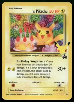 Birthday Pikachu 24 Celebrations Classic Collection 25th Promo POKEMON - Image 1