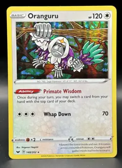 Oranguru 148/202 Holographic Rare Sword & Shield Pokemon TCG Near Mint - Image 1