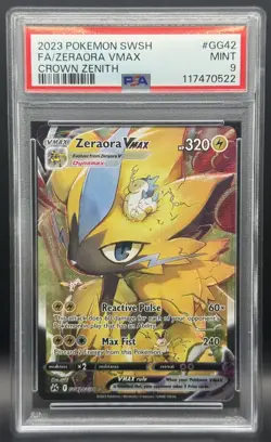Pokemon TCG PSA 9 Zeraora Vmax Full Art Crown Zenith GG42/GG70 - Image 1