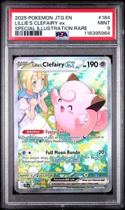 2025 Pokemon EN SV Journey Together Lillie's Clefairy ex SIR #184/159 PSA 9 - Image 1