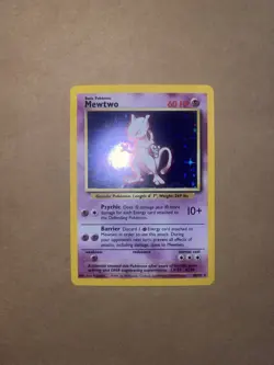 Mewtwo 10/102 HOLO Rare Base Set Unlimited Vintage 1999 WOTC Pokemon Card LP - Image 2