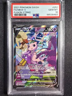 PSA 10 Mew V 241/264 - 2021 Fusion Strike Alternate Art Graded Pokemon Card - Image 1