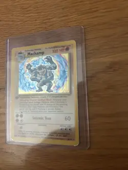 Pokemon WOTC Card - Machamp - Base Set - Cosmos Holo Rare - 8/102 1st edition - Image 2