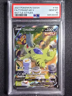 PSA 10 Tyranitar V 165/163 - Battle Styles Alt Art Graded Pokemon Card Rare - Image 1