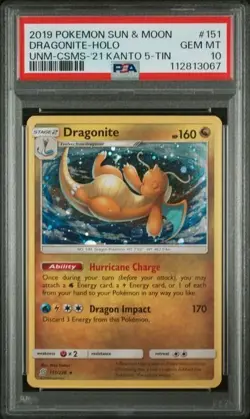 Pokemon PSA 10 Dragonite 151/236 Kanto Mini Tin 5 Pack Promo Holo #151 LOW POP!! - Image 1
