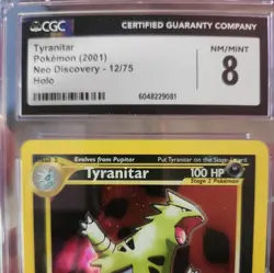2001 TYRANITAR HOLO NEO DISCOVERY CGC 8 MINT #12/75 POKEMON CARD TCG WOTC - Image 2