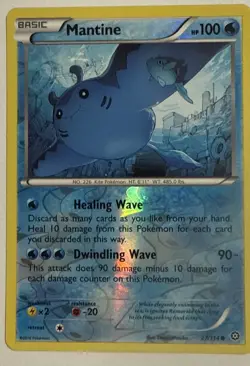 Mantine 27/114 Reverse Holo XY Steam Siege Pokemon TCG Card NM - Image 1