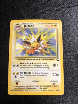 B6 1999 Vintage 1999 Pokemon Card JUNGLE JOLTEON 4/64 Holo Rare MP English - Image 1