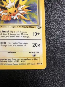 B6 1999 Vintage 1999 Pokemon Card JUNGLE JOLTEON 4/64 Holo Rare MP English - Image 4
