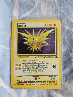 Pokemon Card Zapdos 15/62 Rare Holo WOTC Fossil Set (LP) - Image 1