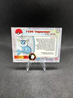 Topps Pokemon VAPOREON #134 Blue Logo Non Holo TV Animation Edition NM - Image 2